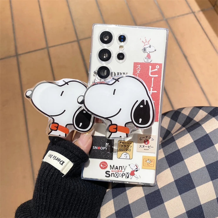 Cute Fun Snoopy Cartoon Magnetic Holder MagSafe Phone Case Cover for Samsung Galaxy