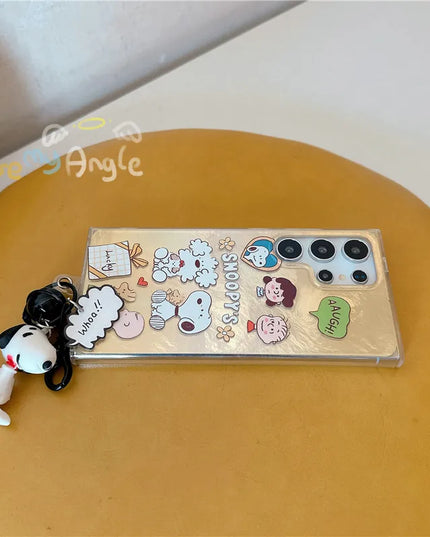 Cute Snoopy Charlie Brown Keychain Charm Phone Case Cover for Samsung Galaxy