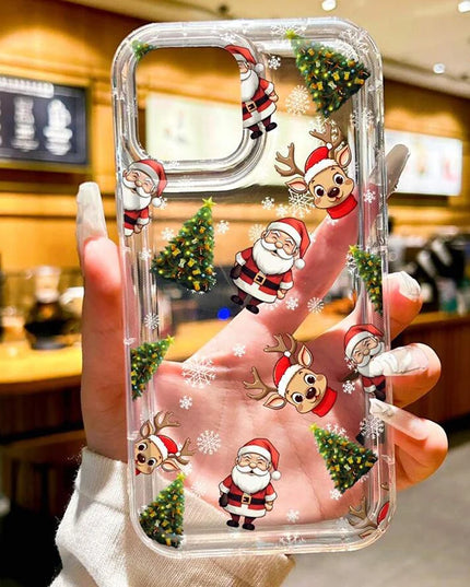 Christmas Holiday Santa & Reindeer Design Phone Case Cover for iPhone