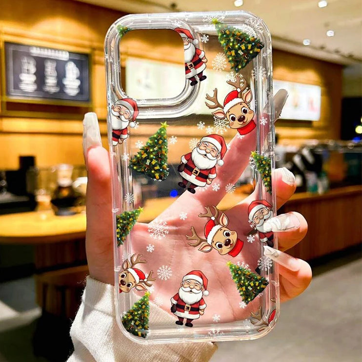 Christmas Holiday Santa & Reindeer Design Phone Case Cover for iPhone