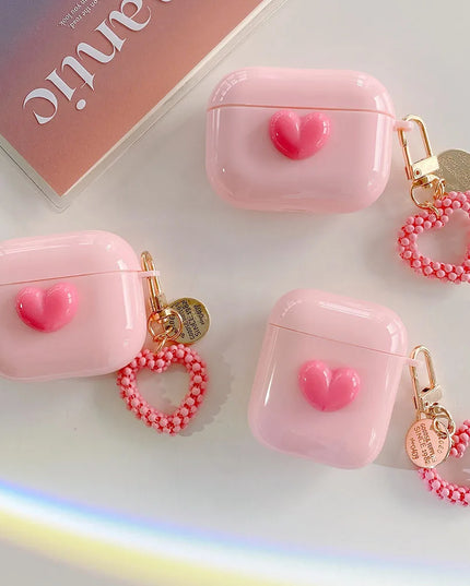 Cute 3D Love Heart Design Earphone Headphone Case for AirPods