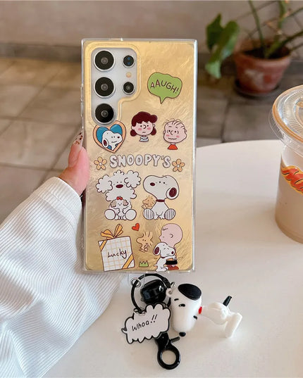 Cute Snoopy Charlie Brown Keychain Charm Phone Case Cover for Samsung Galaxy