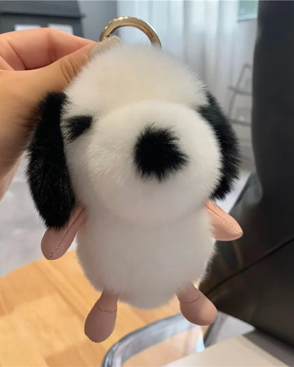 Cute Fluffy Fur Plushie Puppy Dog Pendant Keychain Phone Bag Charm