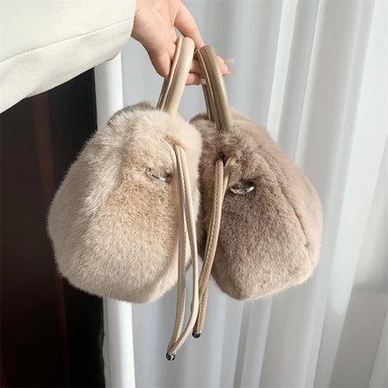 Cute Soft Fluffy Faux Fur Fashion Handbag Shoulder & Crossbody Bag