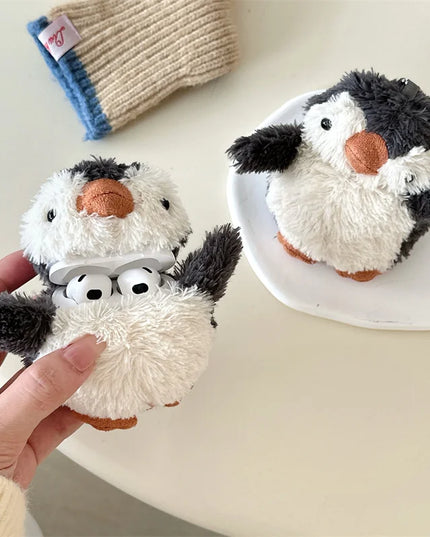 Cute Soft Fluffy Plush Penguin Earphone Headphone Case Cover for AirPods