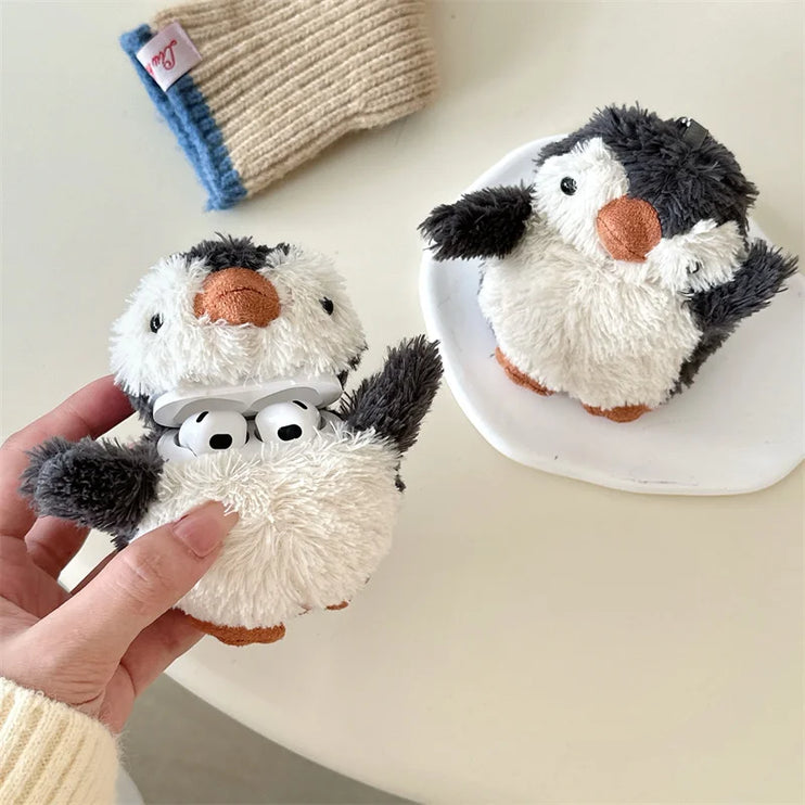 Cute Soft Fluffy Plush Penguin Earphone Headphone Case Cover for AirPods