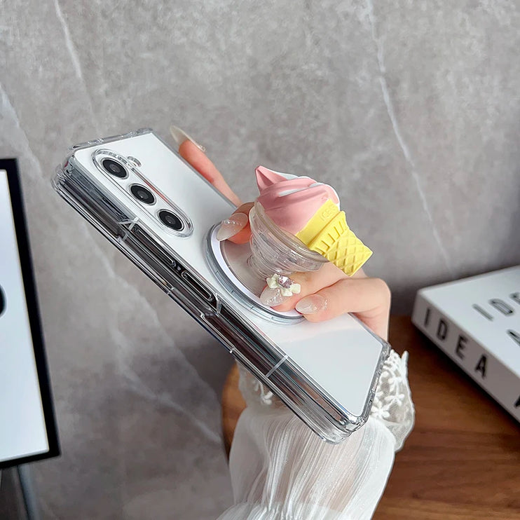 Fun Magnetic Ice Cream Stand Clear Phone Case for Samsung Z Fold Series