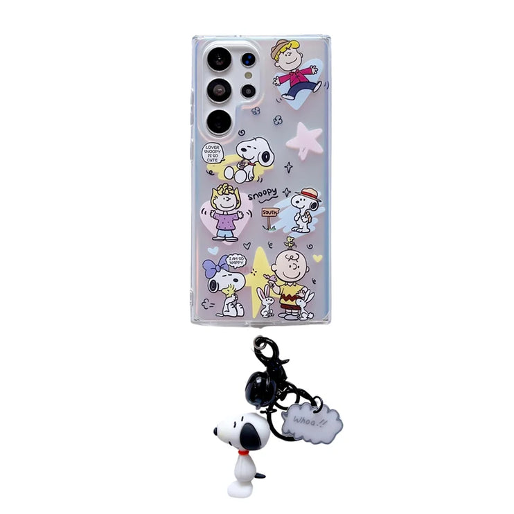 Cute Snoopy Lucy Woodstock Keychain Charm Phone Case Cover for Samsung Galaxy