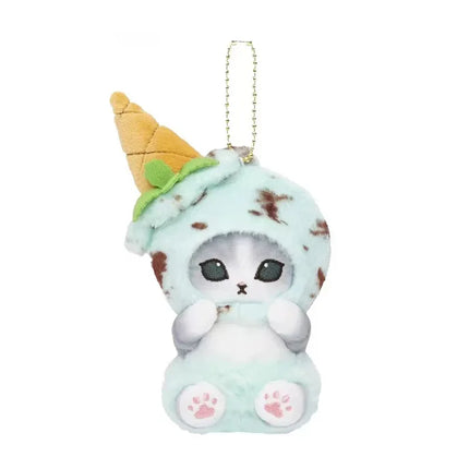 Mofusand Kawaii Cute Cat Japanese Ice Cream Series Soft Plush Toys Keychain Pendant