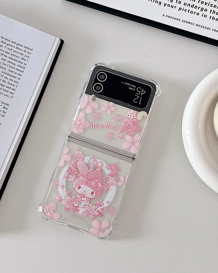 Cute Sanrios Cinnamoroll Kuromi Melody Magnetic Holder MagSafe Phone Case Cover for Samsung Z Flip