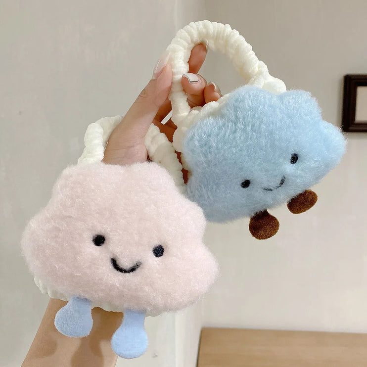 Cute Cloud Knitted Wool Case for AirPods - Soft Furry Protective Cover for Apple Earbuds