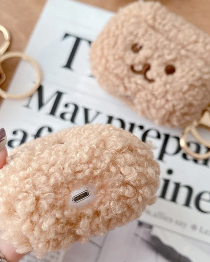 Cute Fluffy Plush Bear Earphone Headphone Case Cover for AirPods