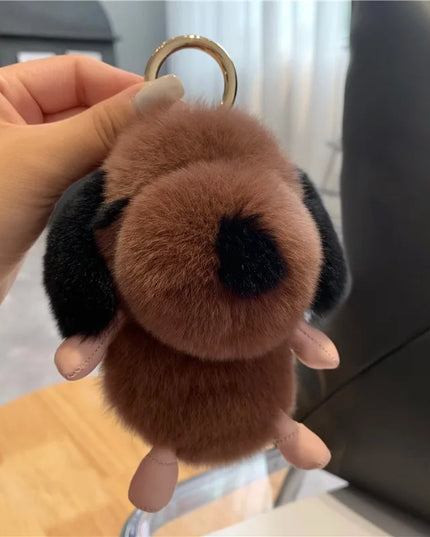 Cute Fluffy Fur Plushie Puppy Dog Pendant Keychain Phone Bag Charm