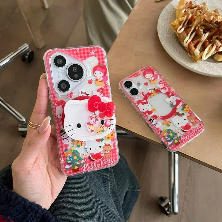 Cute Sanrio Hello Kitty Christmas Holiday Magnetic Holder MagSafe Phone Case Cover for iPhone