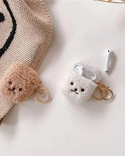 Cute Fluffy Plush Bear Earphone Headphone Case Cover for AirPods