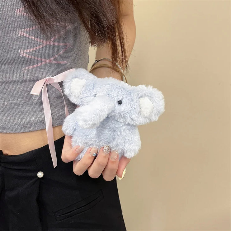 Kawaii Fluffy Elephant AirPods Case - Plush Protection for Your Earbuds