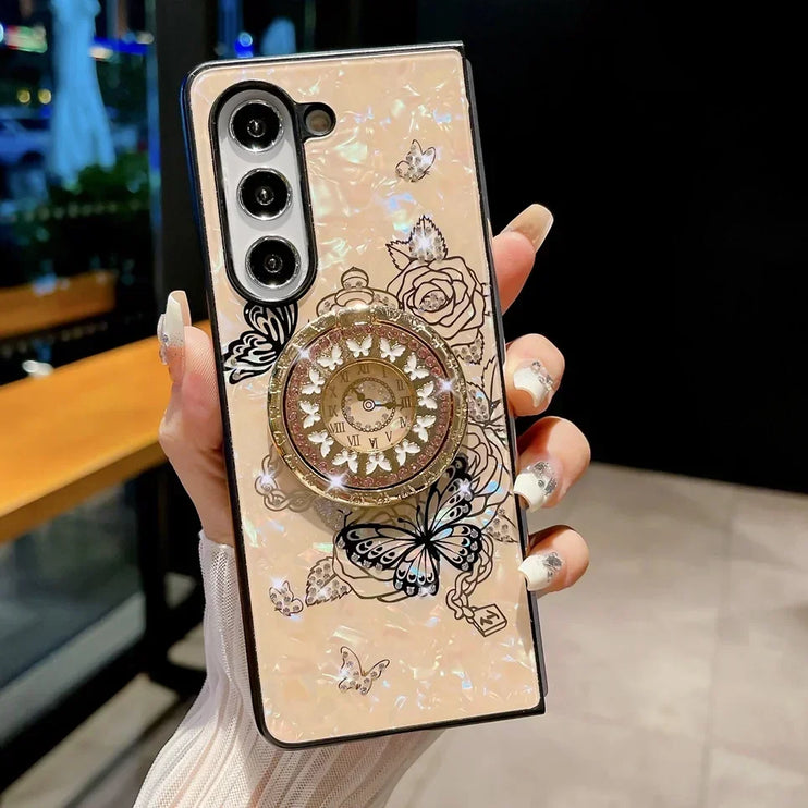 Luxury Butterfly Phone Case with Ring Stand Holder for Samsung Galaxy Z Fold Series