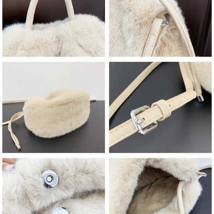 Cute Soft Fluffy Faux Fur Fashion Handbag Shoulder & Crossbody Bag