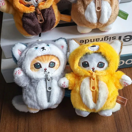 Mofusand Adorable Kawaii Zipper Outfit Soft Plush Doll Toy Keychain Pendant