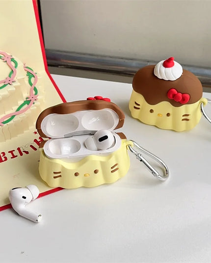 Cute 3D Pudding Hello Kitty Earphone Headphone Case for AirPods