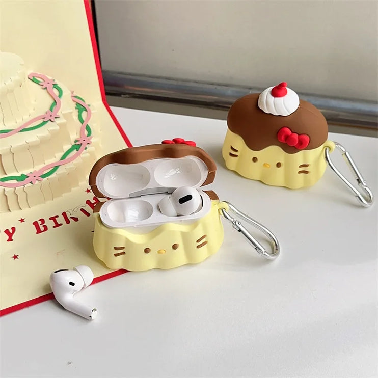 Cute 3D Pudding Hello Kitty Earphone Headphone Case for AirPods