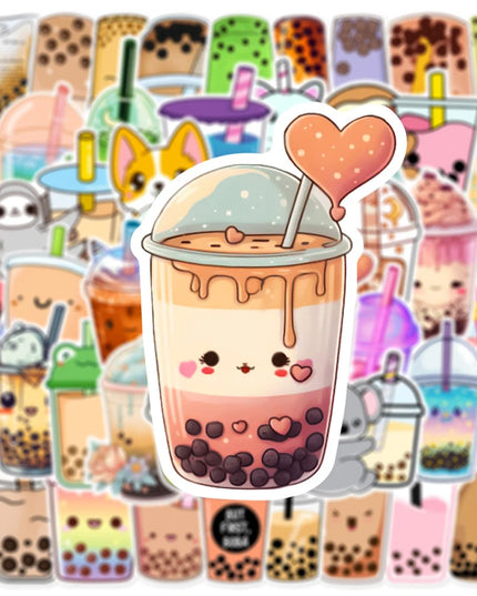 10/30/50PCS INS Style Cute Animal Bubble Boba Tea Stickers Cartoon Drink Aesthetic Decoration