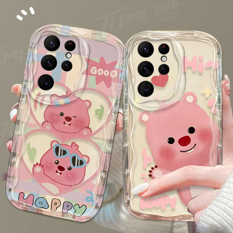 Cute Cartoon Clear 3D Wave Phone Case Cover for Samsung Galaxy S Series