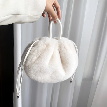 Cute Soft Fluffy Faux Fur Fashion Handbag Shoulder & Crossbody Bag