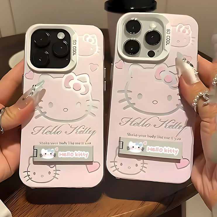 Luxury Pink Hello Kitty Phone Case Cover with Holder For iPhone