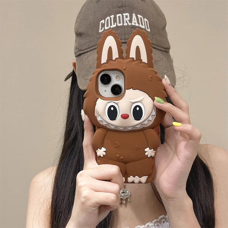 Cute 3D Labubu Soft Protective Phone Case Cover for iPhone