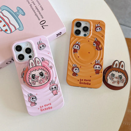 Kawaii Cartoon Labubu Magnetic Grip Holder MagSafe Wireless Charging Phone Case for iPhone