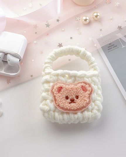 Cute Handmade Crochet Teddy Bear Earphone Headphone Case Storage Bag for AirPods