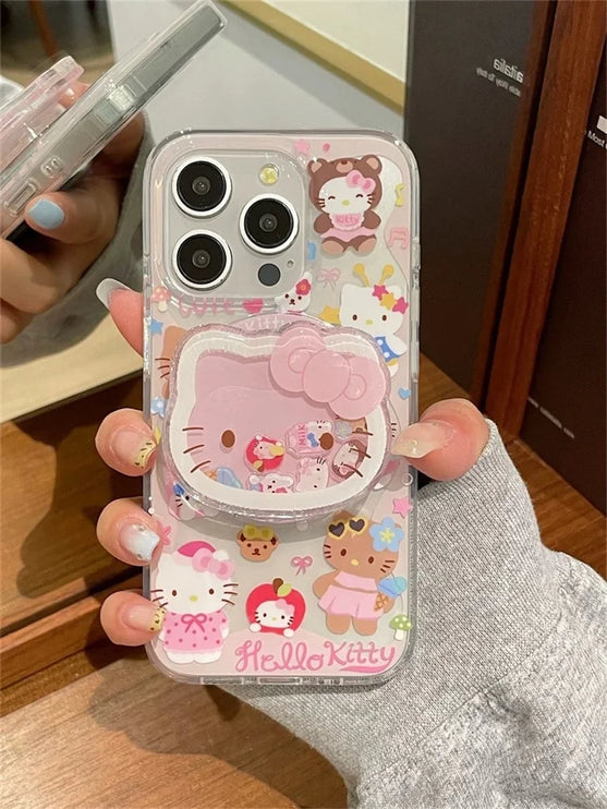 Cute 3D Hello Kitty MagSafe Wireless Charge Stand Phone Case Cover for iPhone