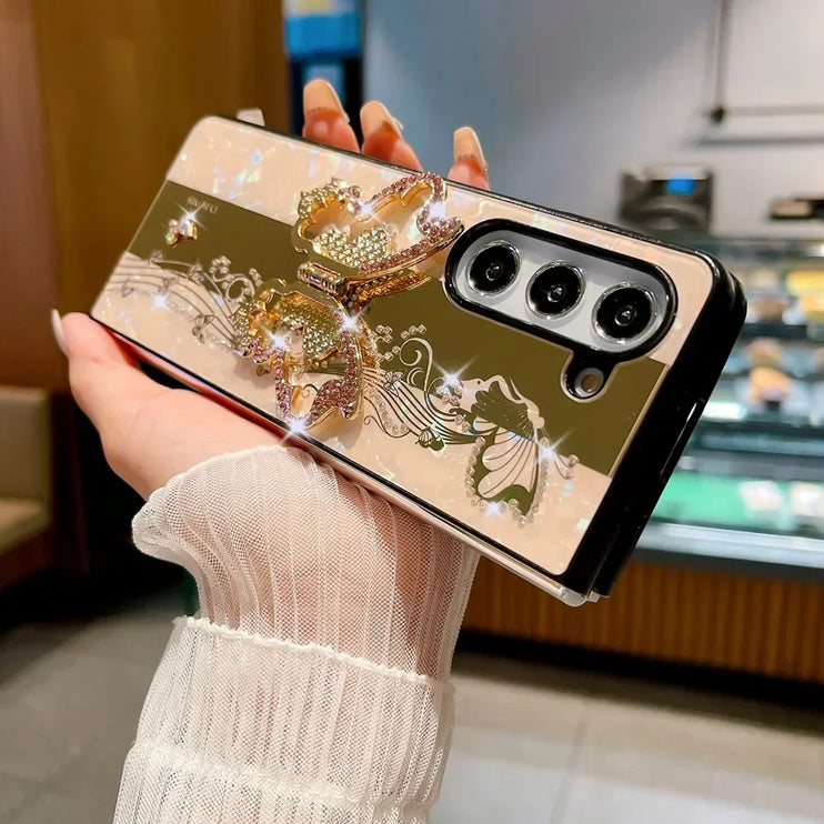 Luxury Butterfly Phone Case with Ring Stand Holder for Samsung Galaxy Z Fold Series