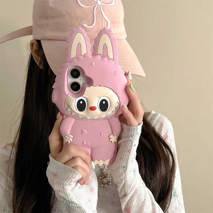 Cute 3D Labubu Soft Protective Phone Case Cover for iPhone