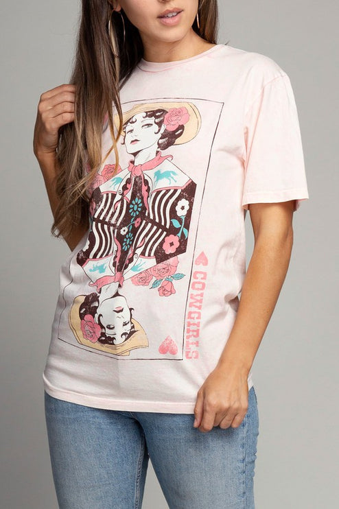 Wild West Queen of Hearts Cowgirl Artsy Graphic Tee T-Shirt