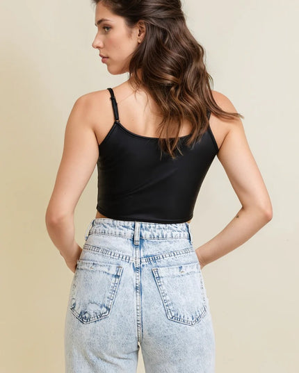 Urban Bold Chic Faux Leather Cropped Top Cami