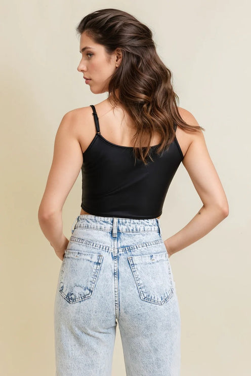 Urban Bold Chic Faux Leather Cropped Top Cami