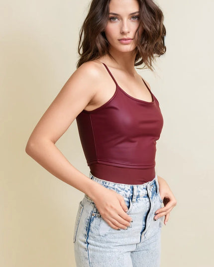 Urban Bold Chic Faux Leather Cropped Top Cami