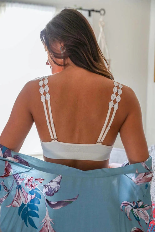 Stylish Boho Eye Lace Applique Cropped Top Bralette