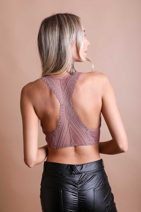 Classic Seamless Front Lace Racerback Top Bralette