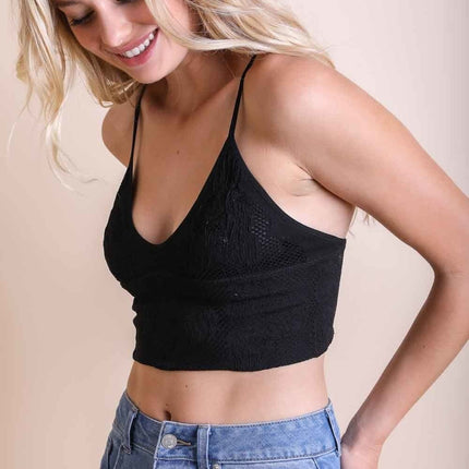 Chic Scoop Neck Cropped Seamless Padded Textured Brami