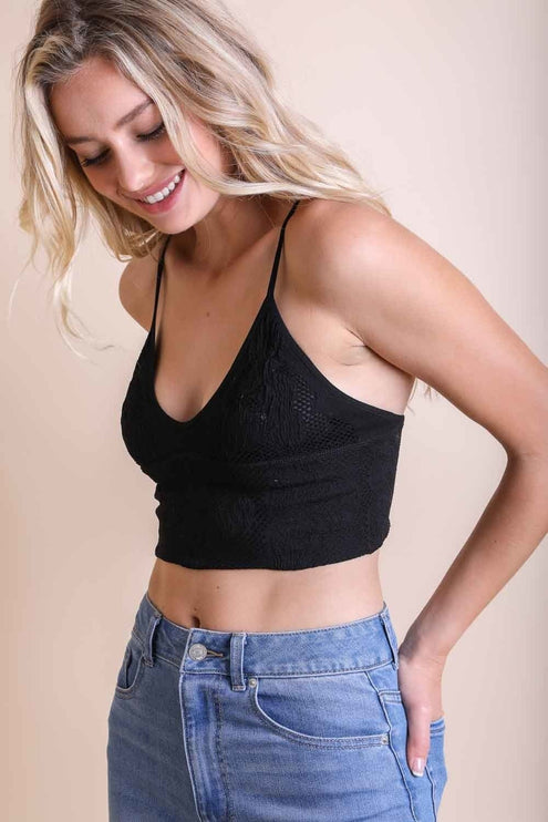 Chic Scoop Neck Cropped Seamless Padded Textured Brami