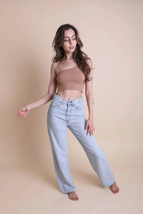 Cropped Fit Asymmetrical One-Shoulder Brami