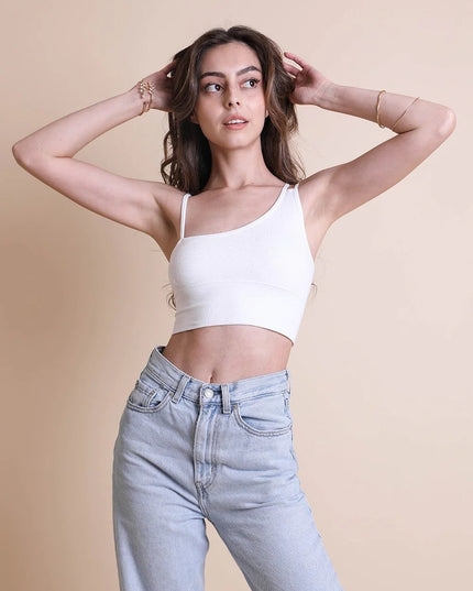 Cropped Fit Asymmetrical One-Shoulder Brami