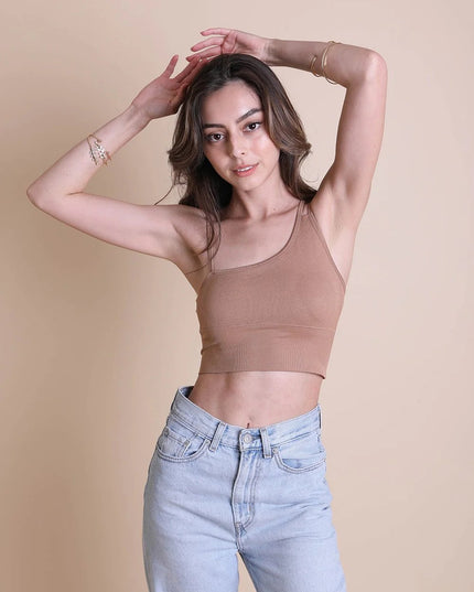 Cropped Fit Asymmetrical One-Shoulder Brami