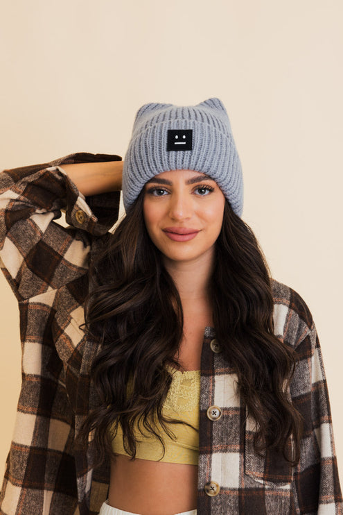 Chill Vibes Cozy Stylish Hat Soft Ribbed Squared Face Beanie