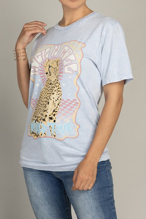 Rock & Roll World Tour Cheetah Graphic Tee T-Shirt