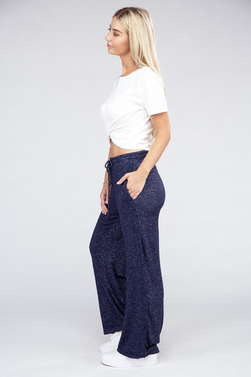 Soft Terry Lounge Pants with Elastic Drawstring Waist