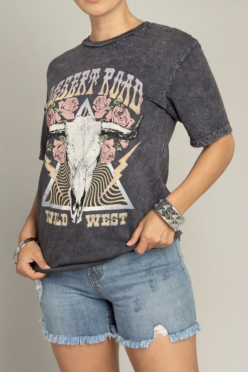 Desert Road Wild West Rose Graphic Tee T-Shirt